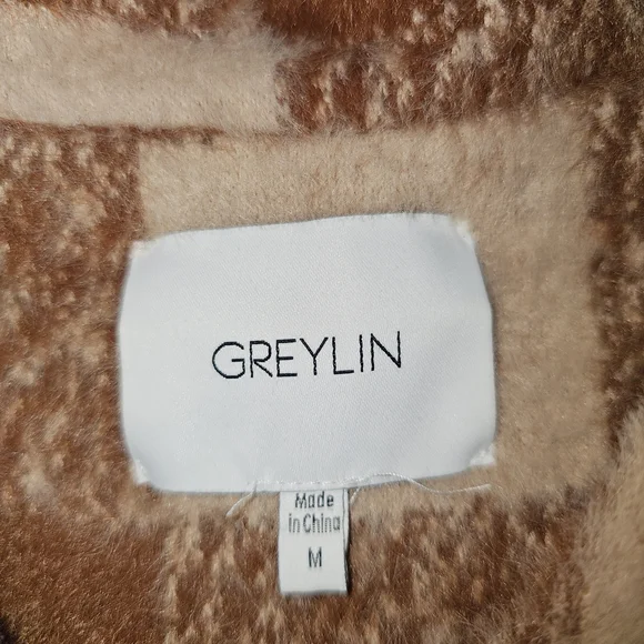 GREYLIN ANTHROPOLOGIE Women’s M Brown Plaid Long Heavyweight Shacket Jacket - Picture 11 of 13